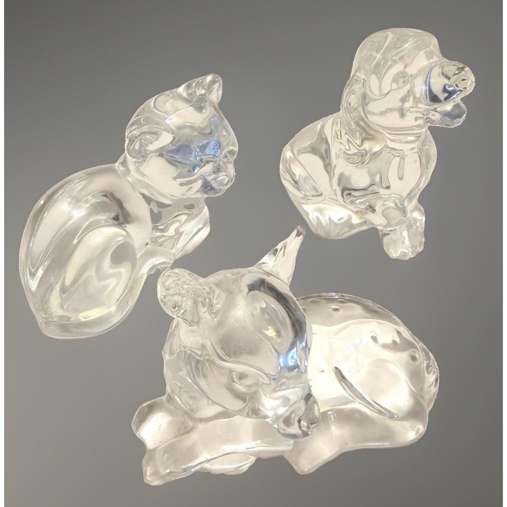 Princess House Crystal Figurine 3PC Set Wonders of the Wild Pet LOT MCM Vintage